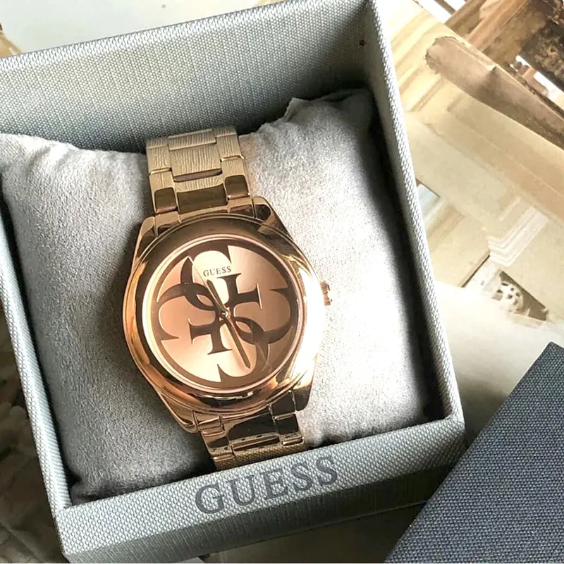 Guess G-Twist Rose Gold Dial Casual Ladies Watch- W1082L3